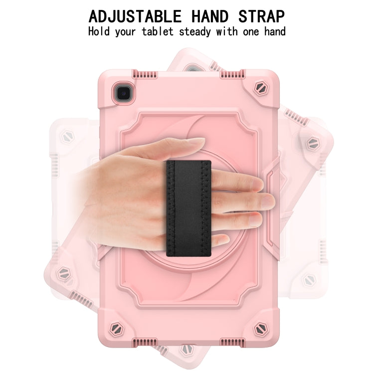 For Samsung Galaxy Tab A7 10.4 (2020)/T500 360 Degree Rotation Turntable Contrast Color Robot Shockproof Silicone + PC Protective Case with Holder