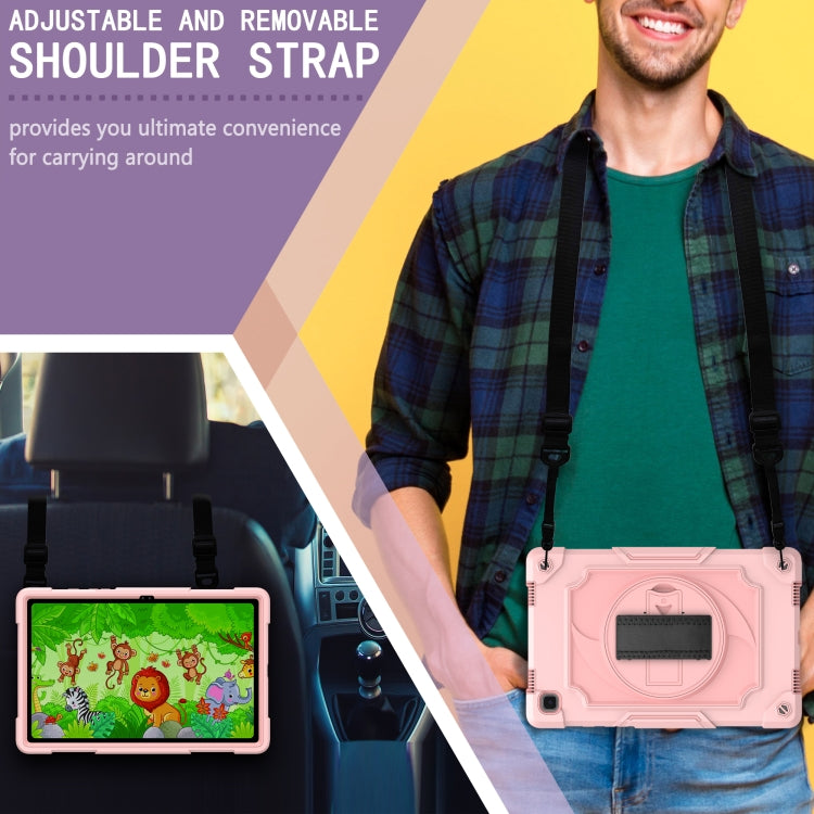 For Samsung Galaxy Tab A7 10.4 (2020)/T500 360 Degree Rotation Turntable Contrast Color Robot Shockproof Silicone + PC Protective Case with Holder