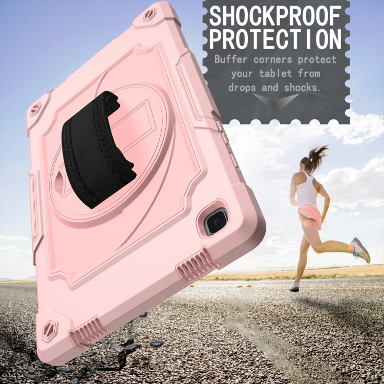 For Samsung Galaxy Tab A7 10.4 (2020)/T500 360 Degree Rotation Turntable Contrast Color Robot Shockproof Silicone + PC Protective Case with Holder