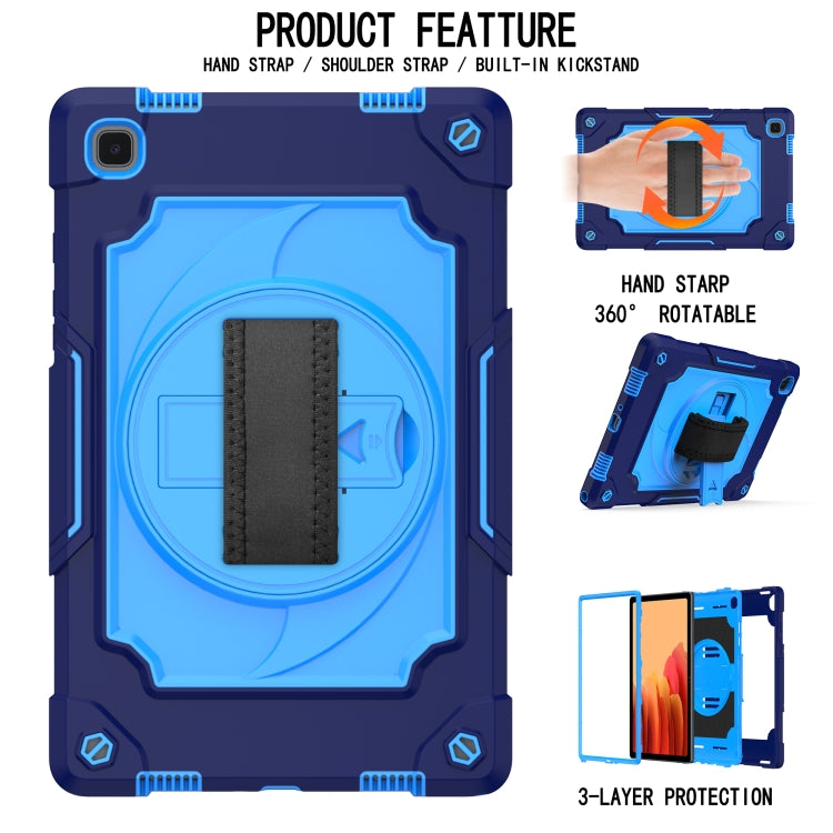 For Samsung Galaxy Tab A7 10.4 (2020)/T500 360 Degree Rotation Turntable Contrast Color Robot Shockproof Silicone + PC Protective Case with Holder