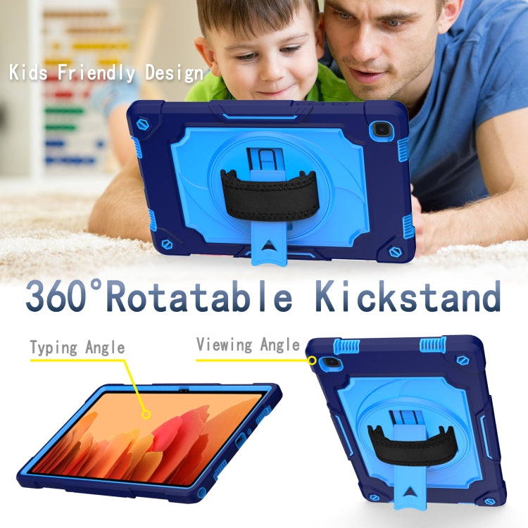 For Samsung Galaxy Tab A7 10.4 (2020)/T500 360 Degree Rotation Turntable Contrast Color Robot Shockproof Silicone + PC Protective Case with Holder
