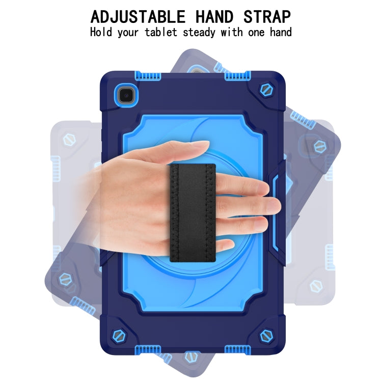 For Samsung Galaxy Tab A7 10.4 (2020)/T500 360 Degree Rotation Turntable Contrast Color Robot Shockproof Silicone + PC Protective Case with Holder