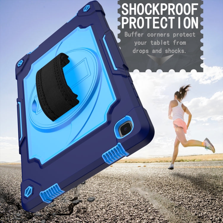 For Samsung Galaxy Tab A7 10.4 (2020)/T500 360 Degree Rotation Turntable Contrast Color Robot Shockproof Silicone + PC Protective Case with Holder