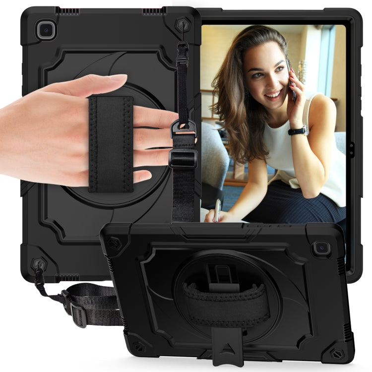 For Samsung Galaxy Tab A7 10.4 (2020)/T500 360 Degree Rotation Turntable Contrast Color Robot Shockproof Silicone + PC Protective Case with Holder
