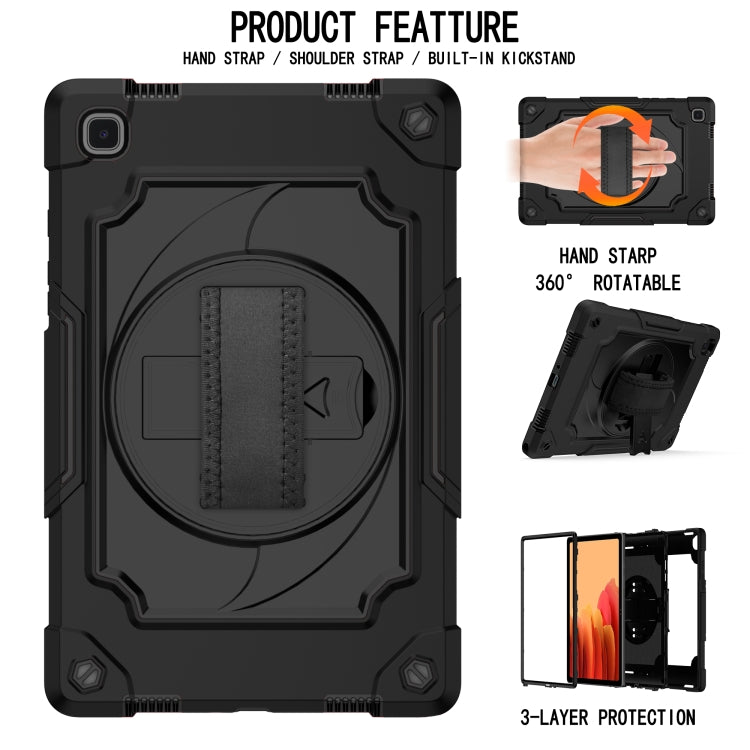 For Samsung Galaxy Tab A7 10.4 (2020)/T500 360 Degree Rotation Turntable Contrast Color Robot Shockproof Silicone + PC Protective Case with Holder