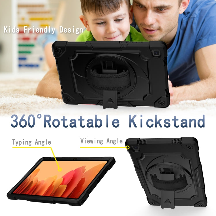 For Samsung Galaxy Tab A7 10.4 (2020)/T500 360 Degree Rotation Turntable Contrast Color Robot Shockproof Silicone + PC Protective Case with Holder