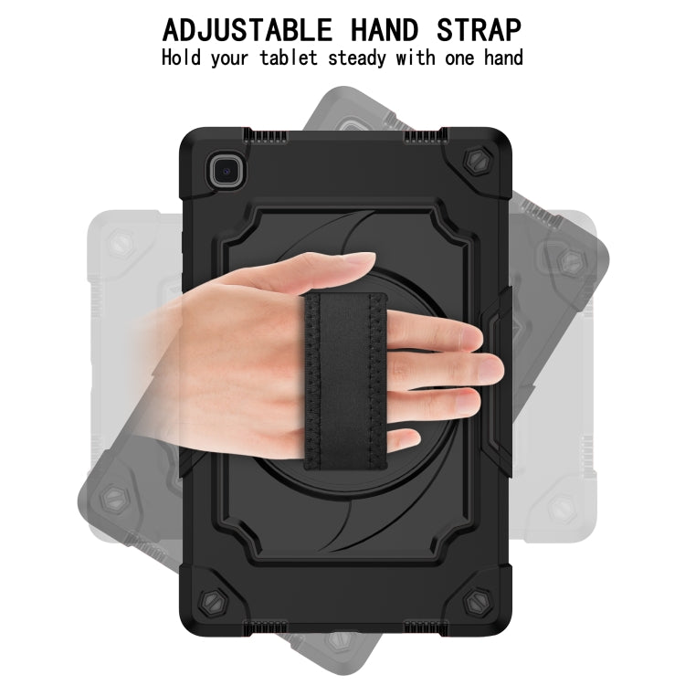 For Samsung Galaxy Tab A7 10.4 (2020)/T500 360 Degree Rotation Turntable Contrast Color Robot Shockproof Silicone + PC Protective Case with Holder