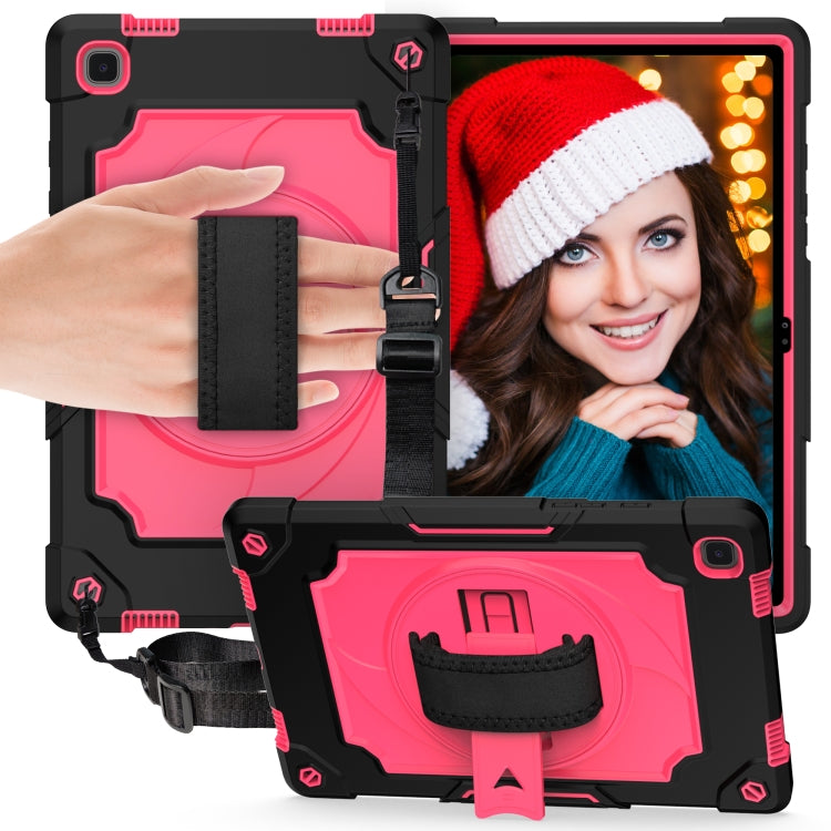 For Samsung Galaxy Tab A7 10.4 (2020)/T500 360 Degree Rotation Turntable Contrast Color Robot Shockproof Silicone + PC Protective Case with Holder