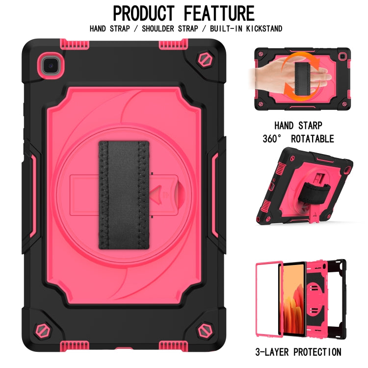 For Samsung Galaxy Tab A7 10.4 (2020)/T500 360 Degree Rotation Turntable Contrast Color Robot Shockproof Silicone + PC Protective Case with Holder