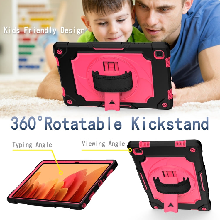 For Samsung Galaxy Tab A7 10.4 (2020)/T500 360 Degree Rotation Turntable Contrast Color Robot Shockproof Silicone + PC Protective Case with Holder