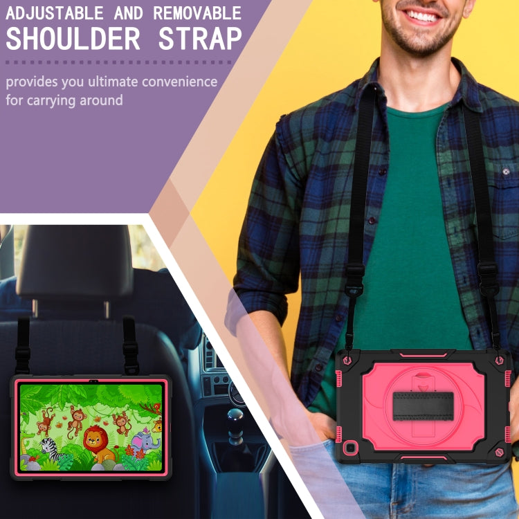 For Samsung Galaxy Tab A7 10.4 (2020)/T500 360 Degree Rotation Turntable Contrast Color Robot Shockproof Silicone + PC Protective Case with Holder