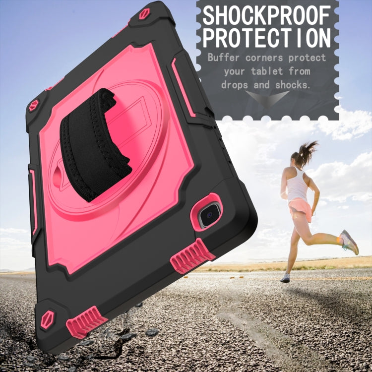For Samsung Galaxy Tab A7 10.4 (2020)/T500 360 Degree Rotation Turntable Contrast Color Robot Shockproof Silicone + PC Protective Case with Holder