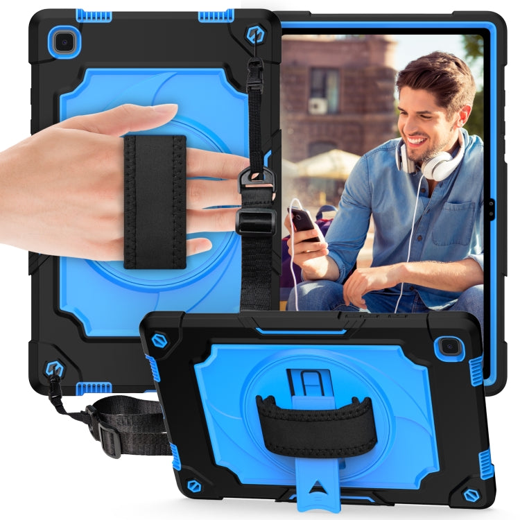 For Samsung Galaxy Tab A7 10.4 (2020)/T500 360 Degree Rotation Turntable Contrast Color Robot Shockproof Silicone + PC Protective Case with Holder