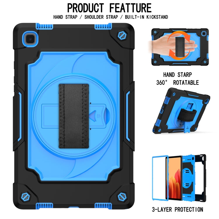 For Samsung Galaxy Tab A7 10.4 (2020)/T500 360 Degree Rotation Turntable Contrast Color Robot Shockproof Silicone + PC Protective Case with Holder