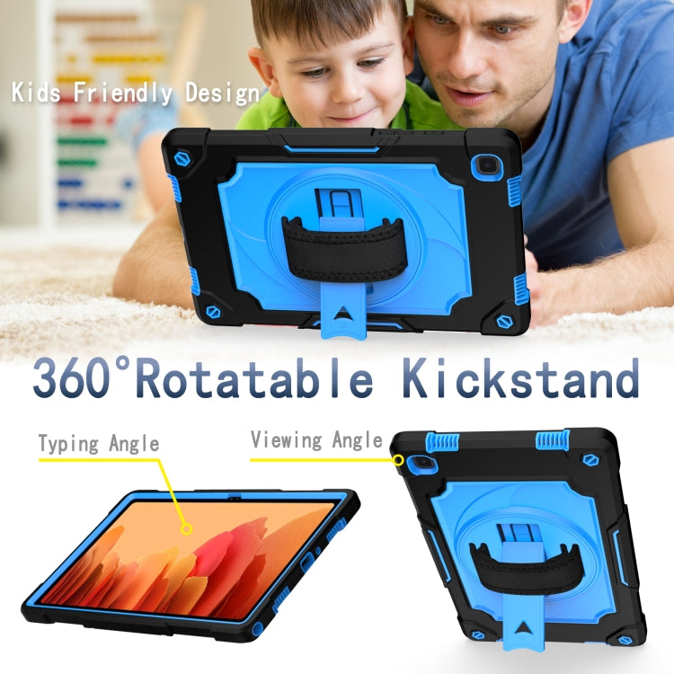 For Samsung Galaxy Tab A7 10.4 (2020)/T500 360 Degree Rotation Turntable Contrast Color Robot Shockproof Silicone + PC Protective Case with Holder