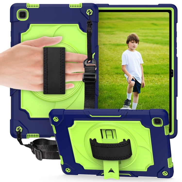 For Samsung Galaxy Tab A7 10.4 (2020)/T500 360 Degree Rotation Turntable Contrast Color Robot Shockproof Silicone + PC Protective Case with Holder