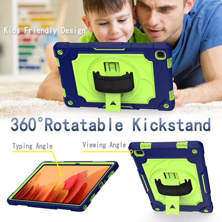For Samsung Galaxy Tab A7 10.4 (2020)/T500 360 Degree Rotation Turntable Contrast Color Robot Shockproof Silicone + PC Protective Case with Holder
