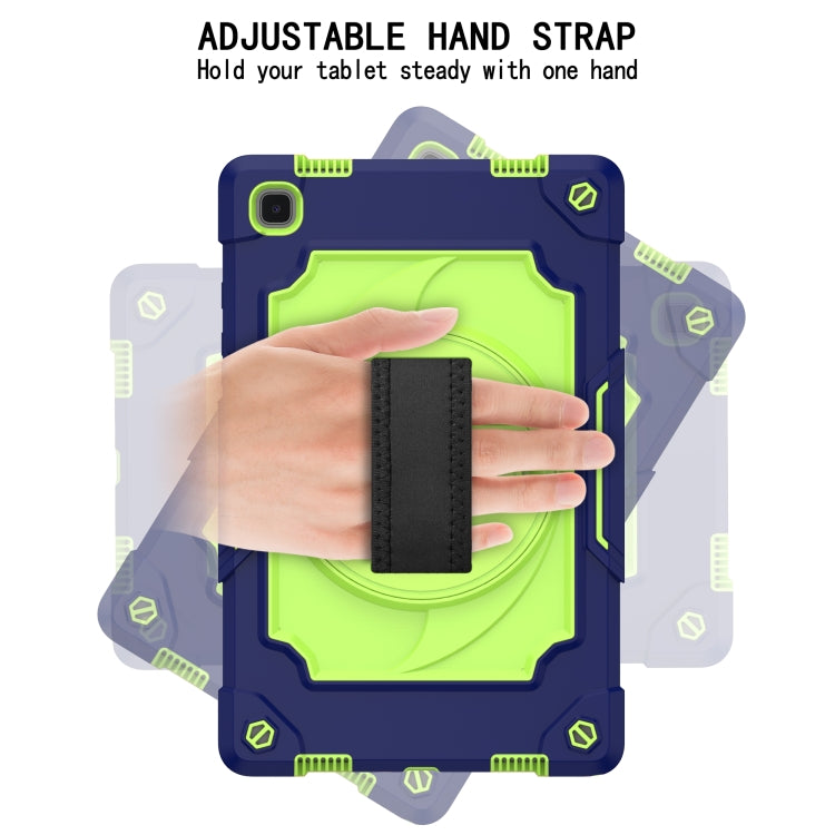 For Samsung Galaxy Tab A7 10.4 (2020)/T500 360 Degree Rotation Turntable Contrast Color Robot Shockproof Silicone + PC Protective Case with Holder