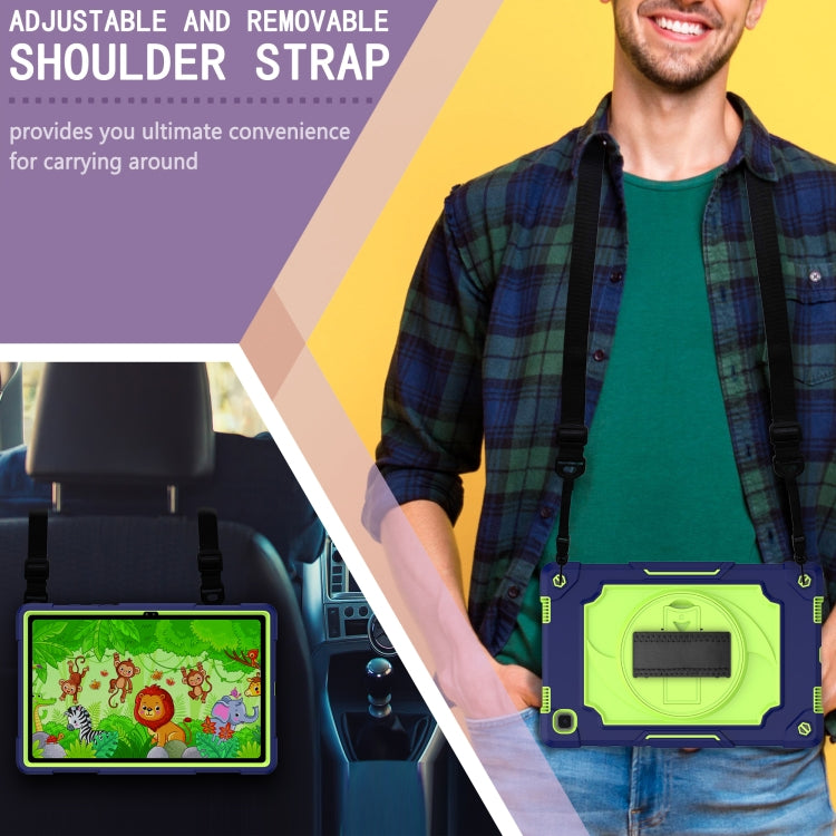 For Samsung Galaxy Tab A7 10.4 (2020)/T500 360 Degree Rotation Turntable Contrast Color Robot Shockproof Silicone + PC Protective Case with Holder
