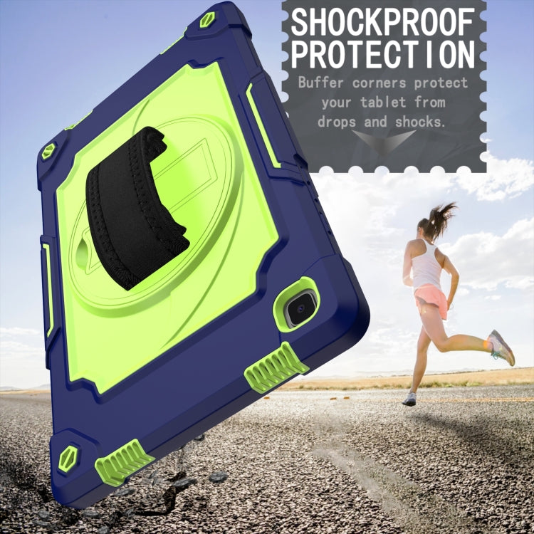 For Samsung Galaxy Tab A7 10.4 (2020)/T500 360 Degree Rotation Turntable Contrast Color Robot Shockproof Silicone + PC Protective Case with Holder