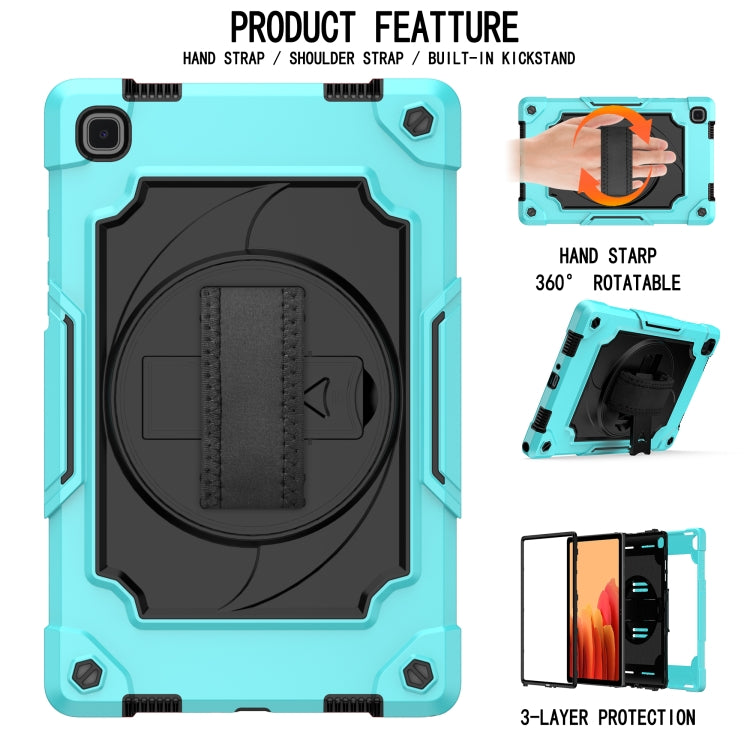 For Samsung Galaxy Tab A7 10.4 (2020)/T500 360 Degree Rotation Turntable Contrast Color Robot Shockproof Silicone + PC Protective Case with Holder