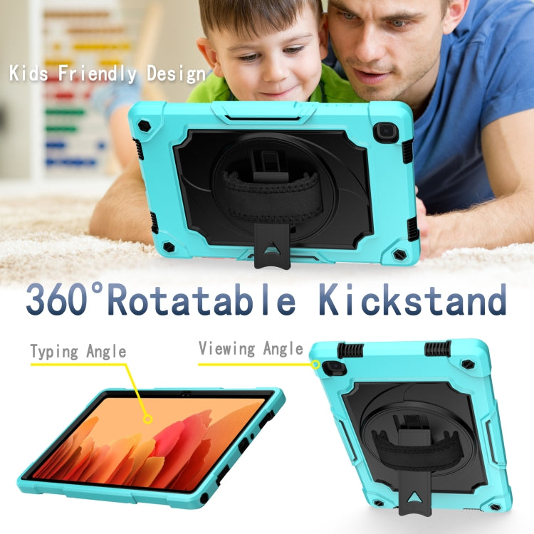 For Samsung Galaxy Tab A7 10.4 (2020)/T500 360 Degree Rotation Turntable Contrast Color Robot Shockproof Silicone + PC Protective Case with Holder