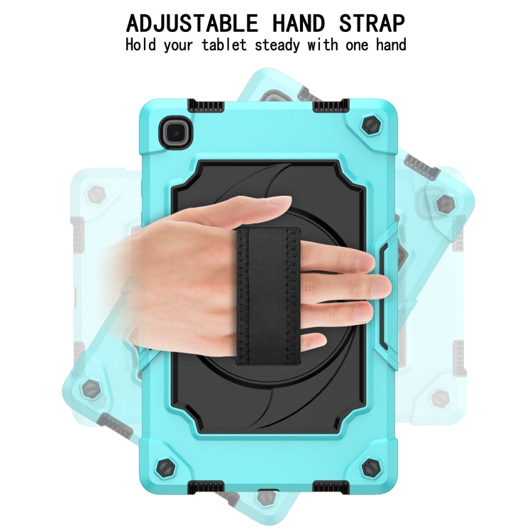 For Samsung Galaxy Tab A7 10.4 (2020)/T500 360 Degree Rotation Turntable Contrast Color Robot Shockproof Silicone + PC Protective Case with Holder