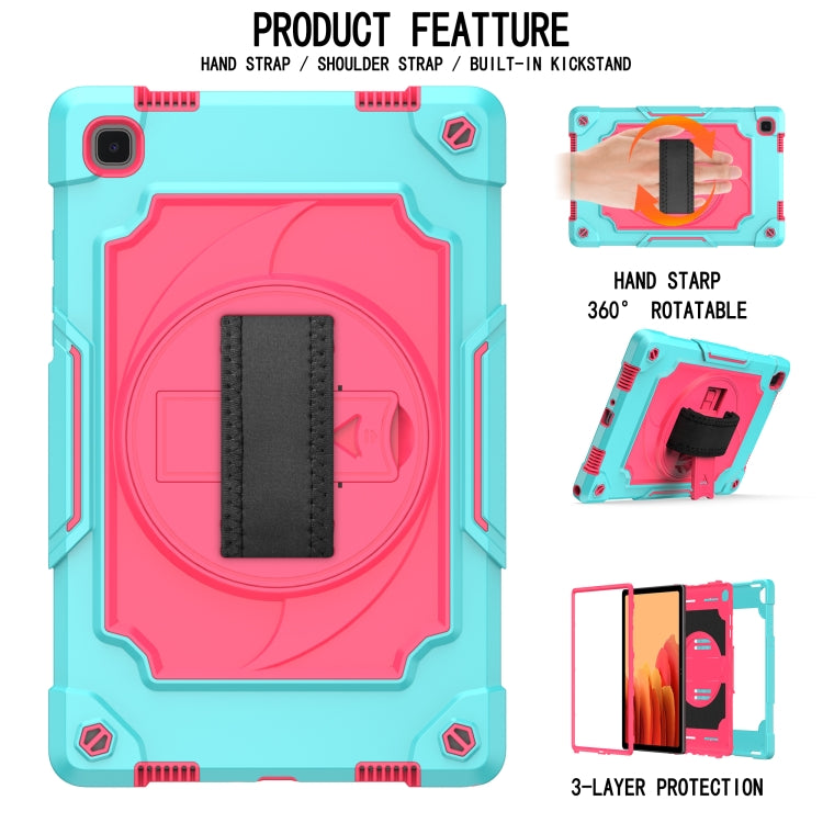 For Samsung Galaxy Tab A7 10.4 (2020)/T500 360 Degree Rotation Turntable Contrast Color Robot Shockproof Silicone + PC Protective Case with Holder