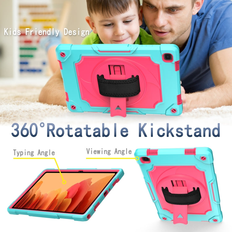 For Samsung Galaxy Tab A7 10.4 (2020)/T500 360 Degree Rotation Turntable Contrast Color Robot Shockproof Silicone + PC Protective Case with Holder
