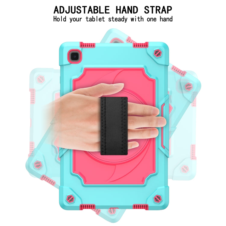 For Samsung Galaxy Tab A7 10.4 (2020)/T500 360 Degree Rotation Turntable Contrast Color Robot Shockproof Silicone + PC Protective Case with Holder