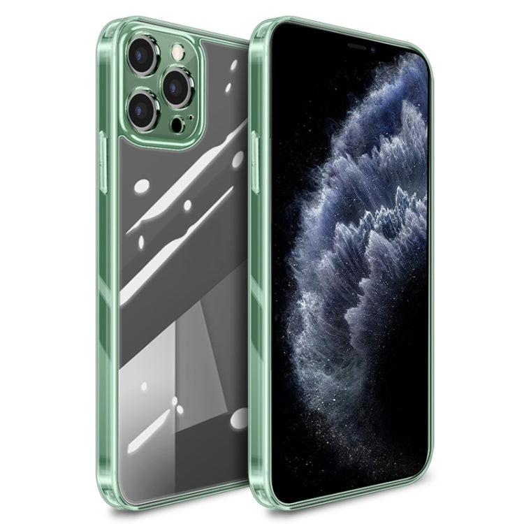 High Transparent TPU Soft Frame + Glass Back Fine Hole Protective Case For iPhone 11 Pro