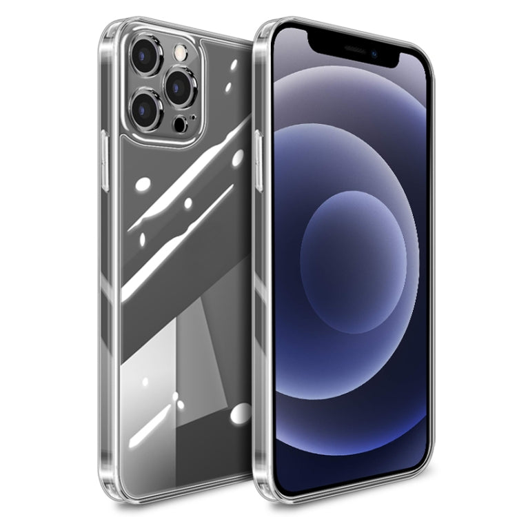 For iPhone 12 mini High Transparent TPU Soft Frame + Glass Back Fine Hole Protective Case