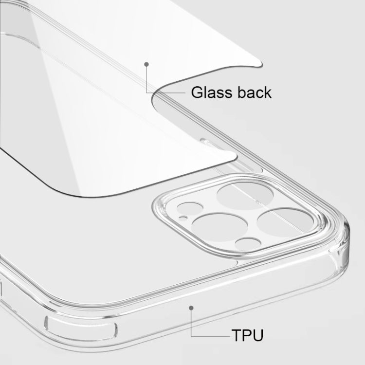 For iPhone 12 mini High Transparent TPU Soft Frame + Glass Back Fine Hole Protective Case