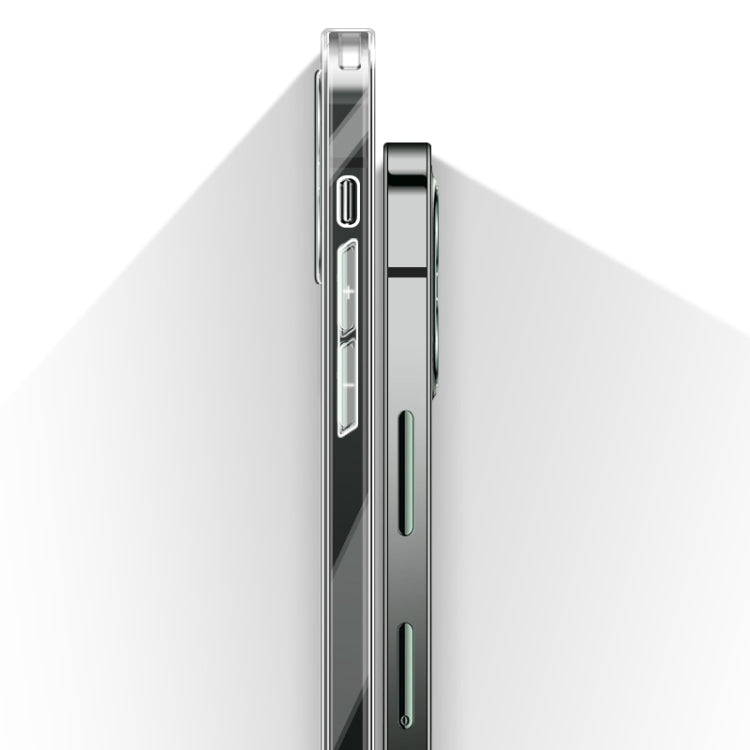 For iPhone 12 Pro Max High Transparent TPU Soft Frame + Glass Back Fine Hole Protective Case