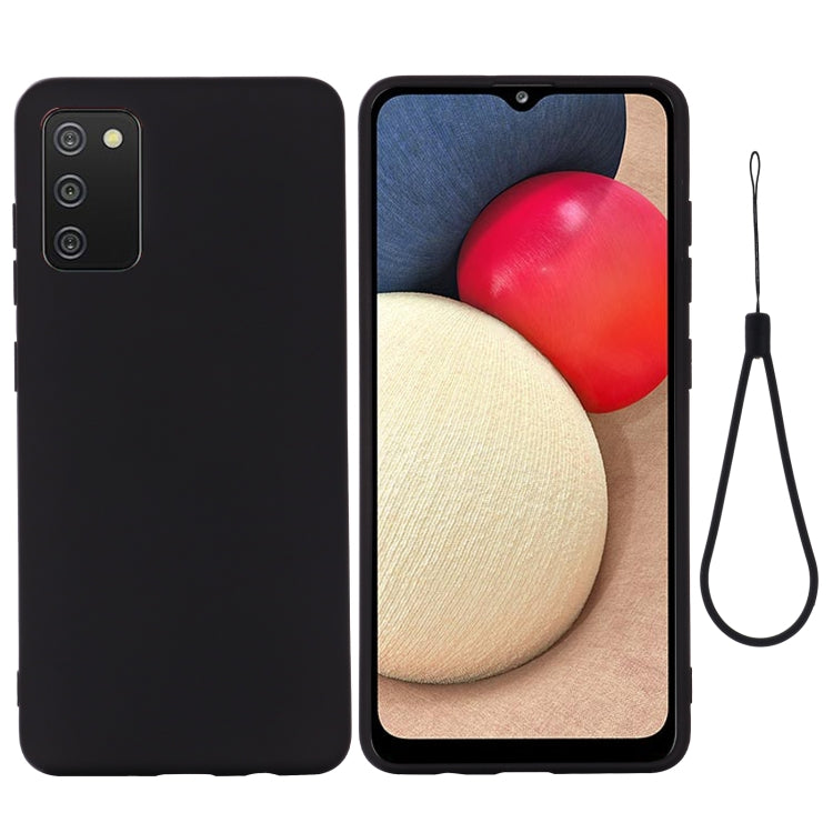 For Samsung Galaxy A02s (US Version) Pure Color Liquid Silicone Shockproof Full Coverage Case