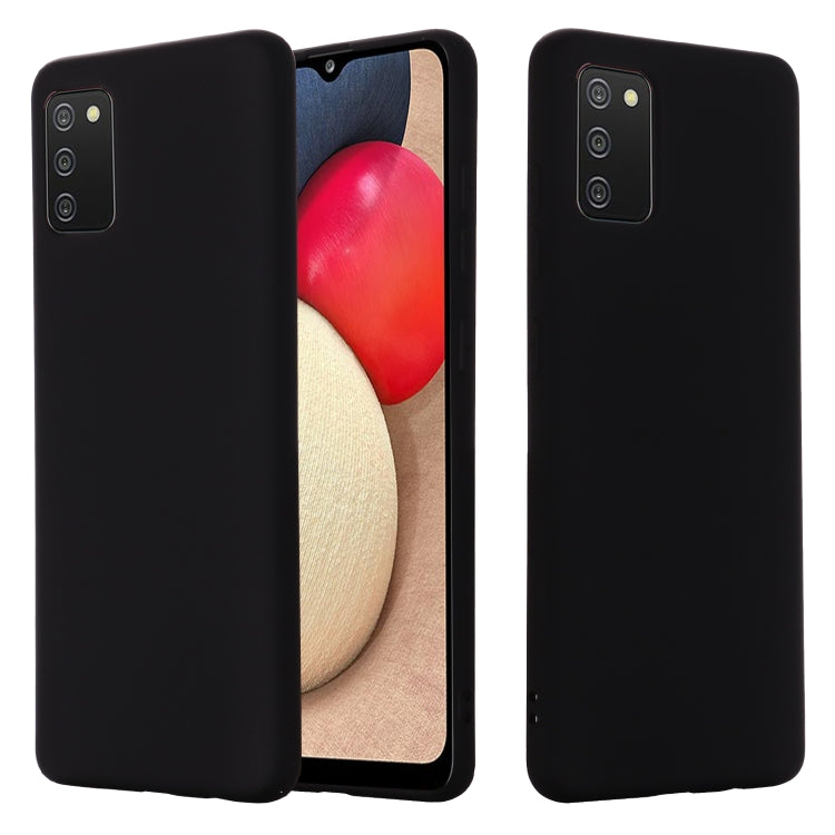 For Samsung Galaxy A02s (US Version) Pure Color Liquid Silicone Shockproof Full Coverage Case
