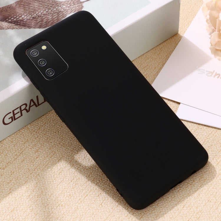 For Samsung Galaxy A02s (US Version) Pure Color Liquid Silicone Shockproof Full Coverage Case