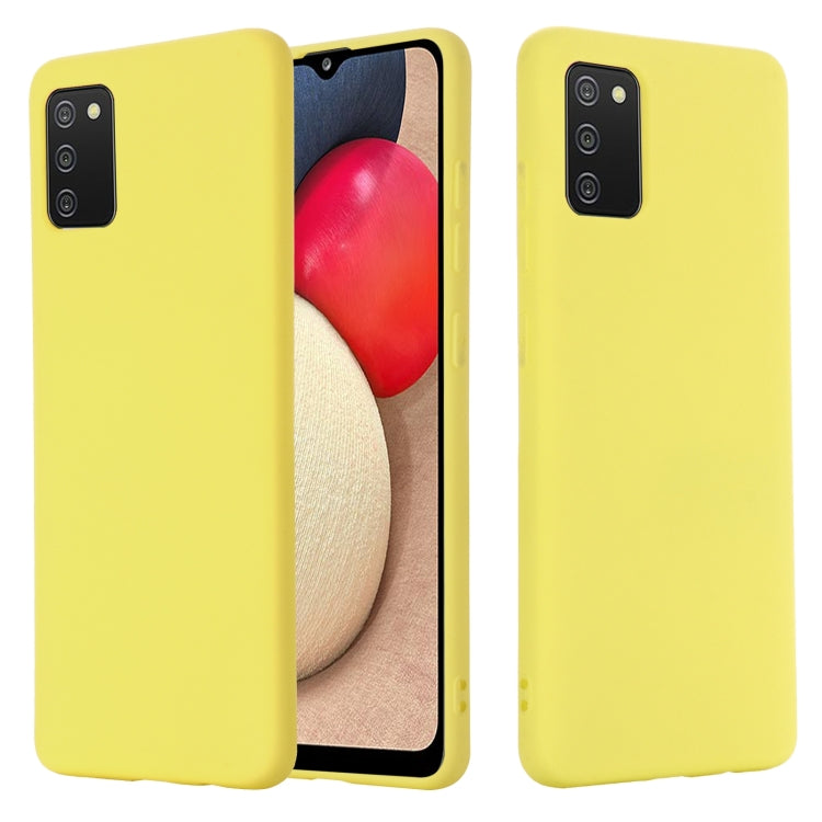 For Samsung Galaxy A02s (US Version) Pure Color Liquid Silicone Shockproof Full Coverage Case