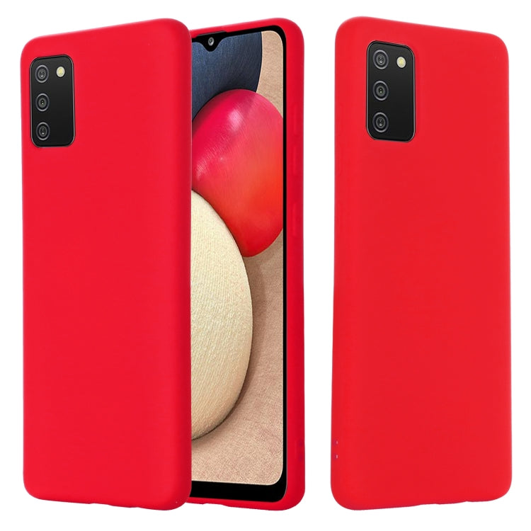 For Samsung Galaxy A02s (US Version) Pure Color Liquid Silicone Shockproof Full Coverage Case