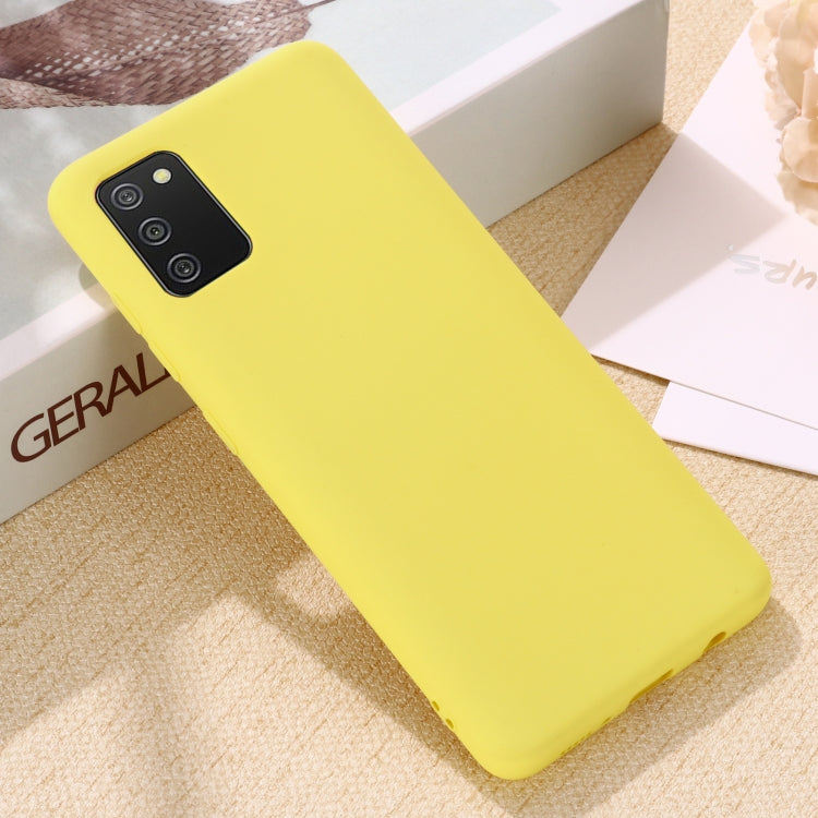 For Samsung Galaxy A02s (EU Version) Pure Color Liquid Silicone Shockproof Full Coverage Case