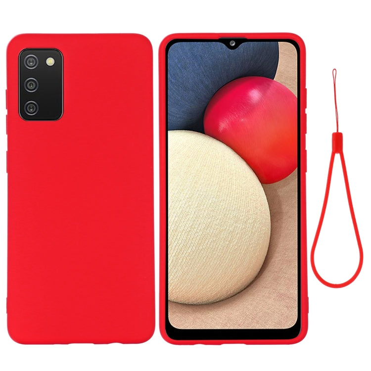 For Samsung Galaxy A02s (EU Version) Pure Color Liquid Silicone Shockproof Full Coverage Case
