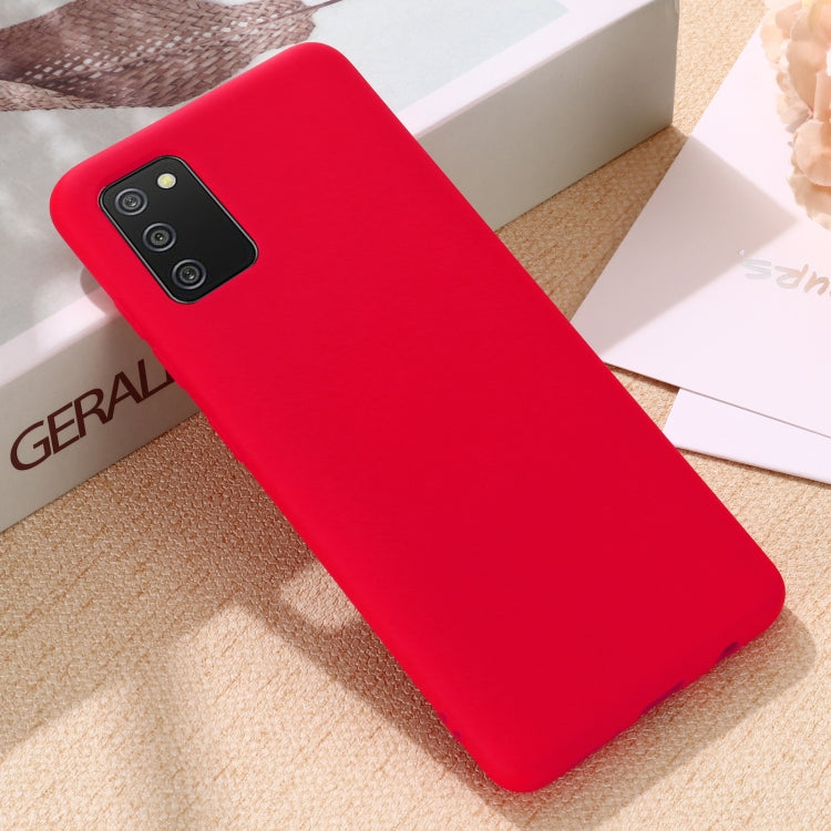 For Samsung Galaxy A02s (EU Version) Pure Color Liquid Silicone Shockproof Full Coverage Case