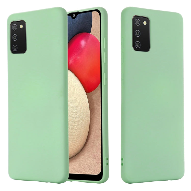 For Samsung Galaxy A02s (EU Version) Pure Color Liquid Silicone Shockproof Full Coverage Case