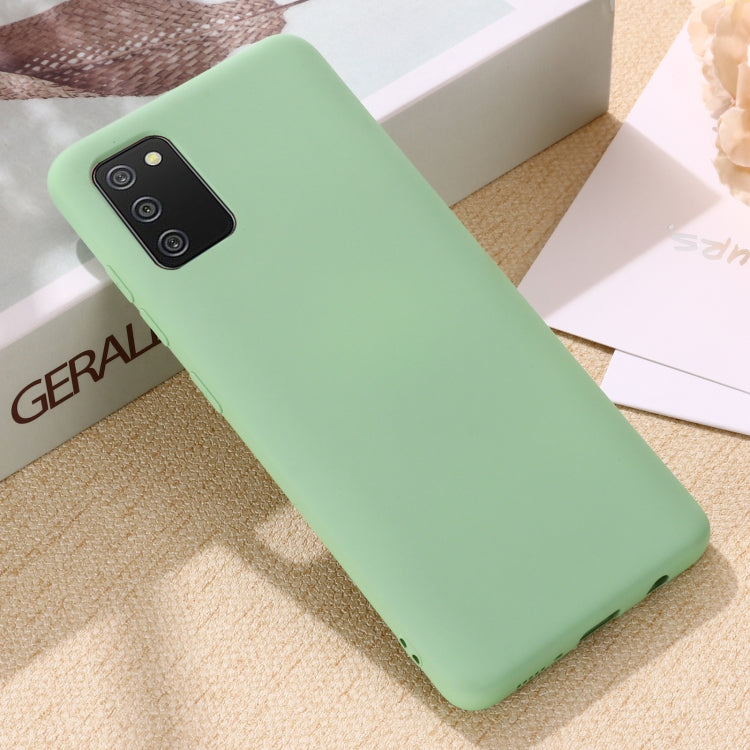 For Samsung Galaxy A02s (EU Version) Pure Color Liquid Silicone Shockproof Full Coverage Case