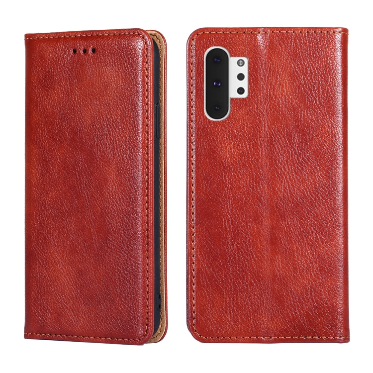 For Samsung Galaxy Note10+ PU + TPU Gloss Oil Solid Color Magnetic Horizontal Flip Leather Case with Holder & Card Slot & Wallet
