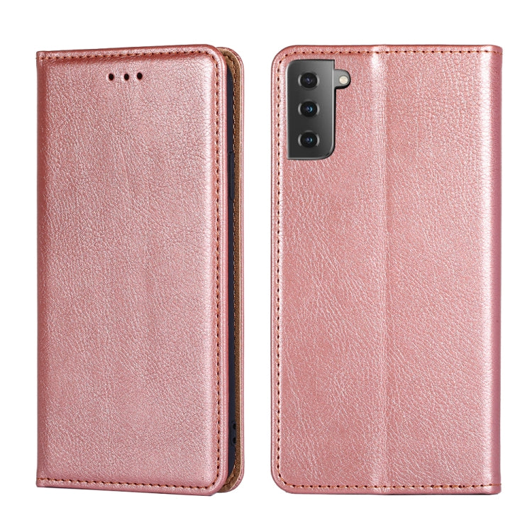 For Samsung Galaxy S21 5G PU + TPU Gloss Oil Solid Color Magnetic Horizontal Flip Leather Case with Holder & Card Slot & Wallet