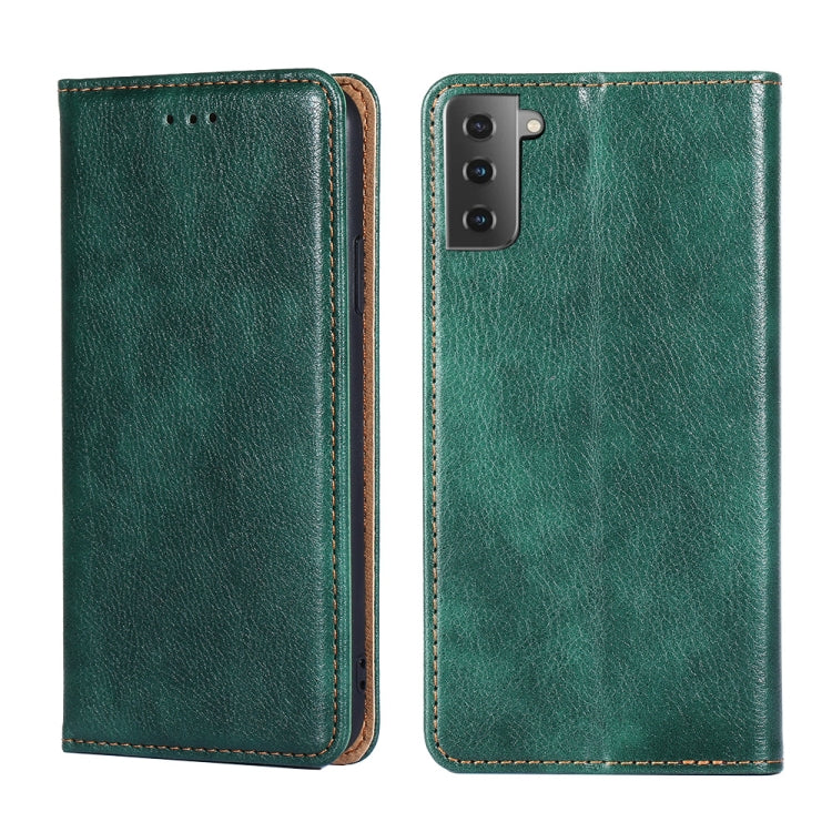 For Samsung Galaxy S21 5G PU + TPU Gloss Oil Solid Color Magnetic Horizontal Flip Leather Case with Holder & Card Slot & Wallet