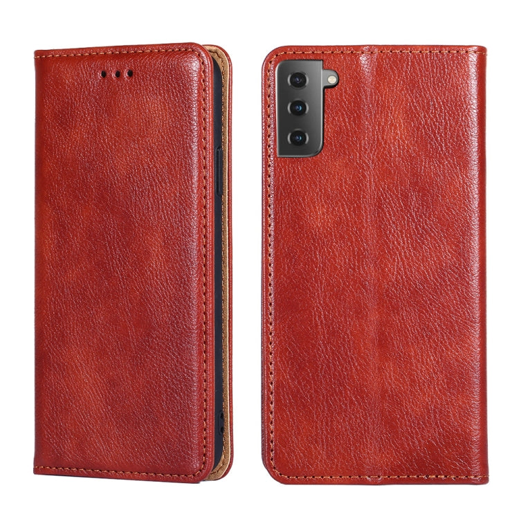 For Samsung Galaxy S21 5G PU + TPU Gloss Oil Solid Color Magnetic Horizontal Flip Leather Case with Holder & Card Slot & Wallet