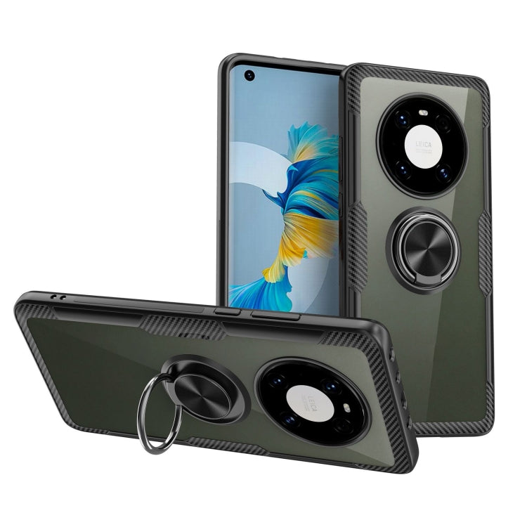 For Huawei Mate 40 Shockproof Transparent TPU + Acrylic Protective Case with Ring Holder