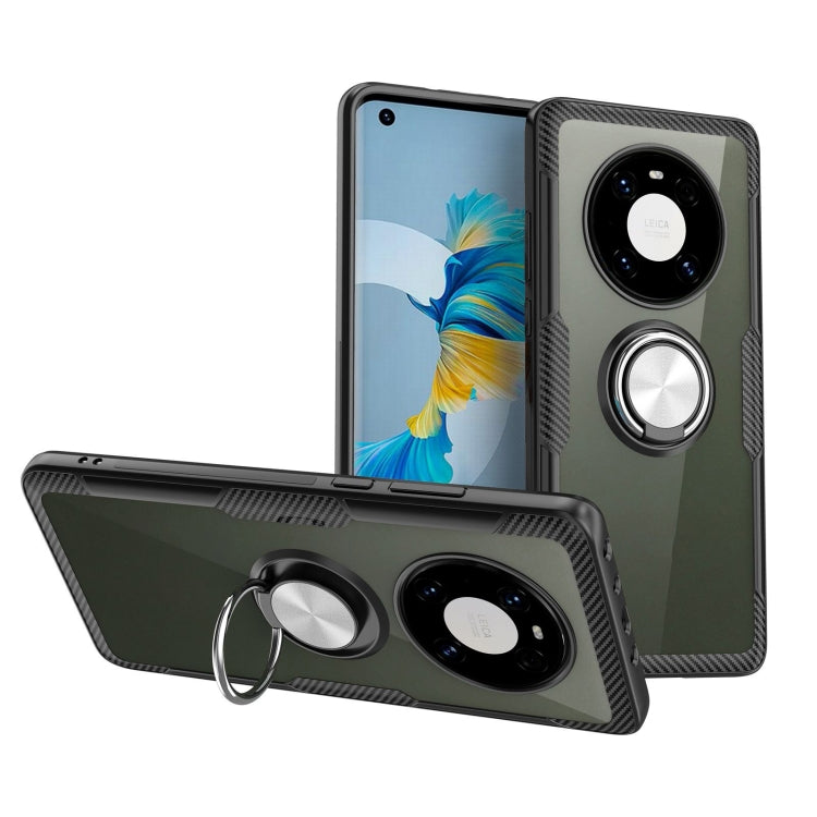For Huawei Mate 40 Shockproof Transparent TPU + Acrylic Protective Case with Ring Holder
